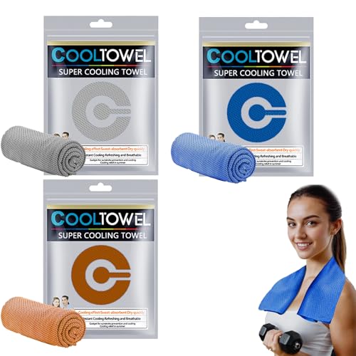 3 Stück Kühlendes Handtuch Kühlhandtuch Kühltuch Cool down Towel Kühlende Tücher Kühltücher für Den Nacken Kühlendes Sporthandtuch für Fitness und Sport Handtuch mit Kühlfunktion