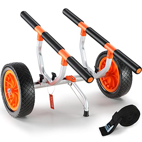 VEVOR Unisex Kajakwagen, Grau & Orange & Silber, Kajawagen 440 mm