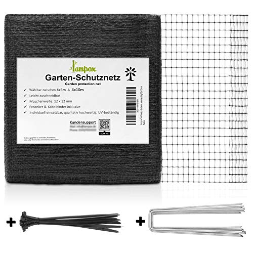 lampox Teichnetz, Gartennetz, Vogelschutz-Netz, Pool Netz, Obstbaumnetz, Vogelabwehr-Netz, Laubnetz, Witterungs- & UV-beständig, robust, feinmaschig 12x12mm (4.00, 3.00)