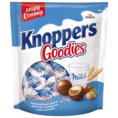 Knoppers Goodies Knusper Minis (1 x 180 g) – knusprige Waffelkugeln gefüllt mit Haselnussstücken, Milch- und Nougatcreme, umhüllt von Schokolade