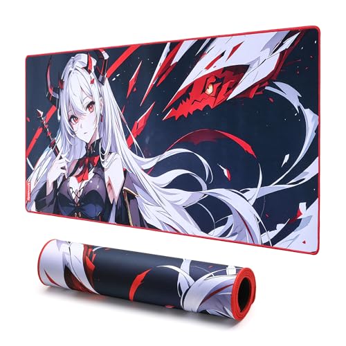 Redragon EISA P047-L Anime Gaming-Mauspad - Glatte Lycra-Oberfläche, rutschfeste Gummibasis, wasserabweisend, langlebiges 5 mm Dickes Design, 89 x 40 cm, Schwarz