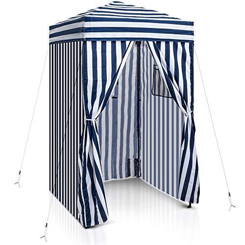 EAGLE PEAK Flex Ultra Compact Pop-Up-Umkleidekabine, tragbar, 1,2 x 1,2 m, für Pool, modische Fotoshootings oder Camping (Marineblau/Weiß)