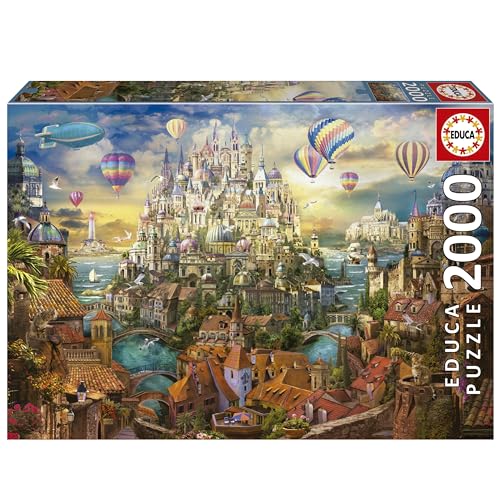 Educa - Puzzle von 2000 Teilen für Erwachsene | Die Stadt der Träume. Messen: 96 x 68 cm. Beinhaltet die puzzlekleber FixPuzzle. Seit 14 Jahren (19944)