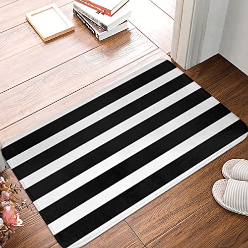 YACANNA Fußmatte für Innen Außen Waschbare Schwarz Weiß Gestreifte Fußmatte Teppich Dekor Badezimmer Küche Schlafzimmer 50x80cm