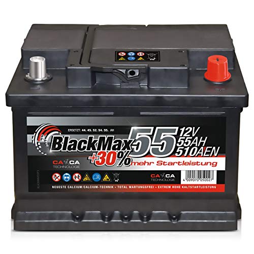 Autobatterie 12V 55Ah 510A Starterbatterie ersetzt 45Ah 50Ah 52Ah 54Ah 56Ah