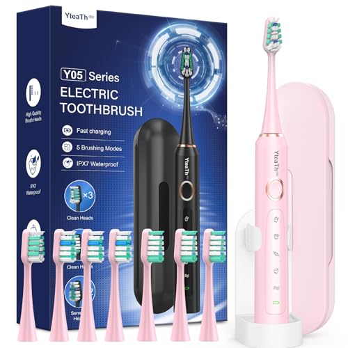 Elektrische Zahnbürste Schallzahnbürste für Erwachsene und Kinder - Electric Toothbrush mit 8 Bürstenköpfen und 5 Modi. 90 Tagen Akkulaufzeit, 2 Minuten Smart Timer, Reiseetui