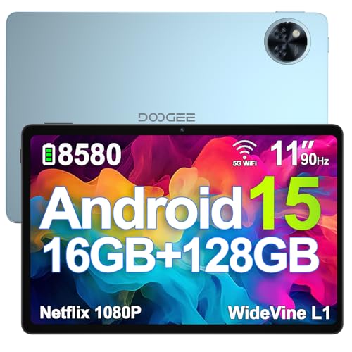 DOOGEE U11 Android 15 Tablet 11 Zoll 16GB RAM +128GB ROM (2TB TF) 8580mAh Gaming Tablet Android, 13MP+5MP, Octa-Core Tablets PC 2.4G+5G WLAN GMS/ WidevineL1/ 3.5mm Audio/GPS/Face ID/OTG [2025]