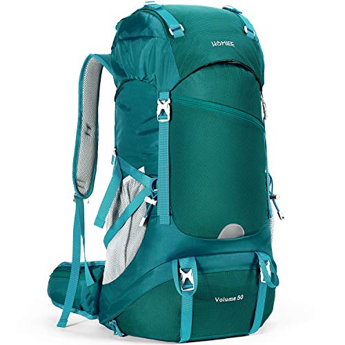 HOMIEE Wanderrucksack, 50 – 60 l, Trekking-Rucksack mit Regenschutz, Rucksack, große Kapazität, multifunktional, für Bergsteigen, Klettern, Trekking, Sport, Reisen, Camping