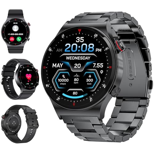 LIGE Smartwatch Herren, 1.43″AMOLED-Display Touch Militär Smart Watch mit Bluetooth-Anrufe, 100+ Sportmodi Fitnessuhr IP68 Wasserdicht Sportuhr, Android iOS Fitness Tracker