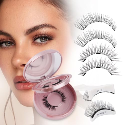 Magnetische Wimpern mit Applikator 2 Paar Wimpern Magnetisch Set Magnet Wimpern Natürlicher Look Wiederverwendbar Magnetic Eyelashes(style-AK8)