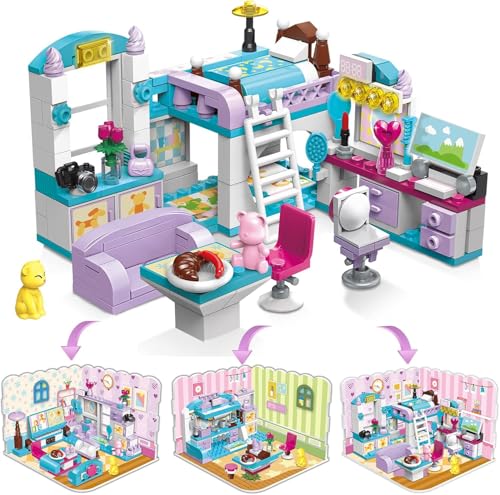 QLT 3 in 1 Traum Friends Haus Bausets für Mädchen,Kreative 194 Teile Freunde Spiel Ideas STEM Spielzeug für Kinder Alter 6-12