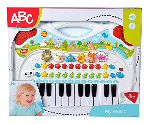 Simba 104010044 - ABC Tier Keyboard, mit verschiedenen Sounds, Tierlaute, Tragegriff, 38x32cm, Babyspielzeug, süße Tiermotive, Kinder Musik, Melodie, ab 3 Jahren