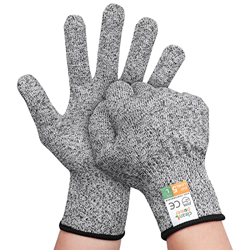 Schnittfeste Handschuhe Leistungsfähiger Level 5 Schutz,Arbeitshandschuhe,Küchen Handschuhe,lebensmittelecht.Für den täglichen Gebrauch Gartenbau/Baustelle/Küche-1 Paar (L-Schwarz)