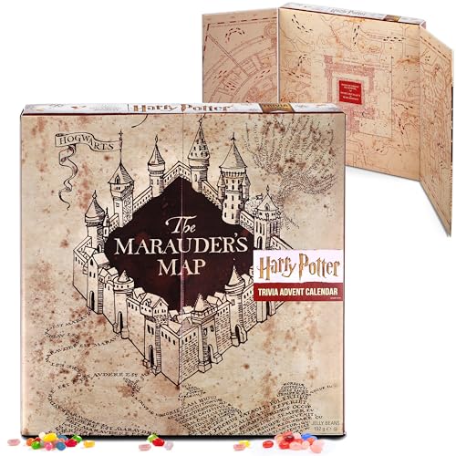 Harry Potter Adventskalender: 24 JellyBelly Tütchen + Karte des Rumtreibers & 24 Quizfragen, 192g, Magischer Genuss für Fans & Sammler, Limitierte Edition – Verzaubere die Weihnachtszeit mit Hogwarts!