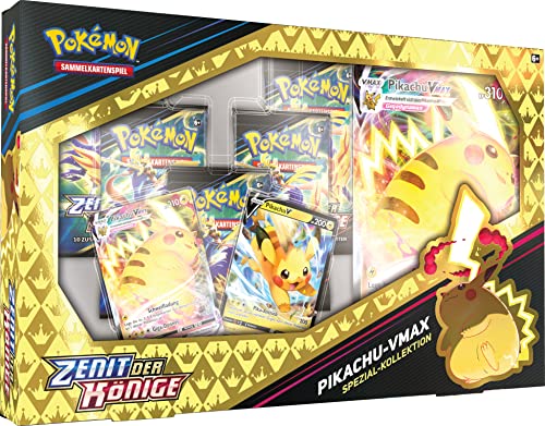 Pokémon-Sammelkartenspiel: Spezial-Kollektion Zenit der Könige: Pikachu-VMAX (2 geprägte holografische Promokarten, 1 überdimensionale Promokarte & 5 Boosterpacks)