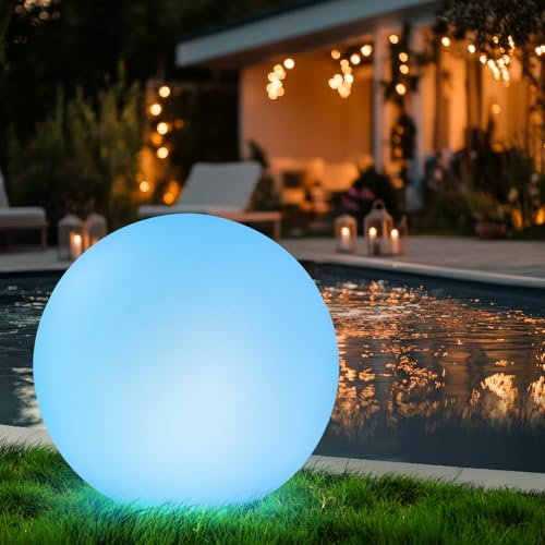Solarkugeln für Den Garten, Solarlampen für Außen Kugel 30CM RGB, Wasserdichte IP66 Solarleuchten Garten,1200mAh Dimmbare Solarkugel Gartenleuchten Außen,Kugelleuchten Schwimmbad, Balkon, Zimmer Deko