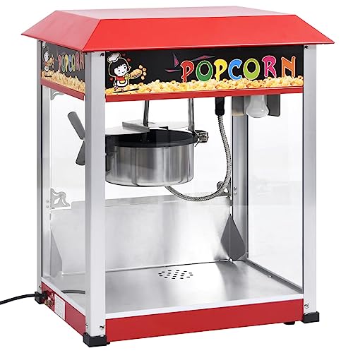 vidaXL Popcornmaschine mit Teflon-Kochtopf Popcornmaker Popcornautomat Cinema Kino Popcorn Maschine Maker Popcorngerät Popkornmaschine 1400W