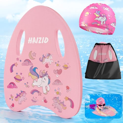 WuGU Schwimmbrett Kinder, Schwimmbrett Kickboard für Kinder und Erwachsene, Schwimmhilfe Kinder mit Griffen Badekappen Tasche, Cartoon Trainingsausrüstung Eva Kickboard für Schwimmübungen & Training