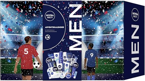 NIVEA MEN Adventskalender 2024 mit 24 Türchen voller verwöhnender Überraschungen, Weihnachtskalender mit Pflegeprodukten, Pflegeset für die Adventszeit mit NIVEA MEN, NIVEA und Labello Produkten