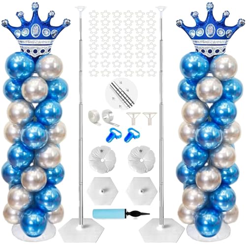 Kaucytue Ballonsäulenständer Stand Kit von 2, 2 m Verstellbare Metall Ballonbogen Stand, mit Basen, geeignet für Geburtstag, Party Dekoration, Hochzeit