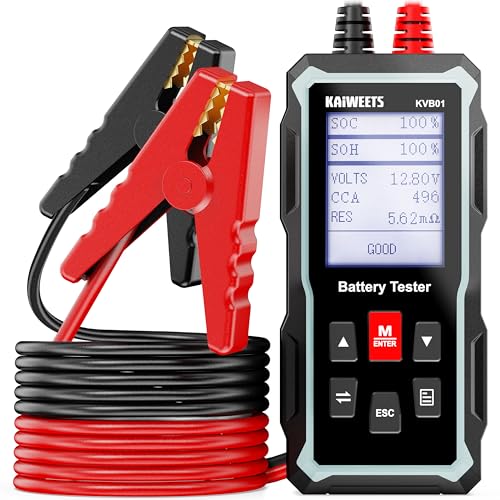 KAIWEETS Batterietester KfZ 12V 24V, 100-2000CCA Autobatterietester Lasttester, KVB01 Batterie Tester Auto mit Batteriestatusprüfung Anlasstest Ladetest, Battery Analysator für LKW Schiff SUV Boot