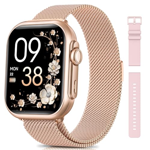 SWGOTA Smartwatch Damen mit 1000mAh Akku, 100 Tage Ultralange Standby, 1.83' Armbanduhr 24H Telefonfunktion/Herzfrequenz/SpO2/Schlaf, 120+Sportmodi, IP68 Fitnessuhr Schrittzähler Android iOS Roségold