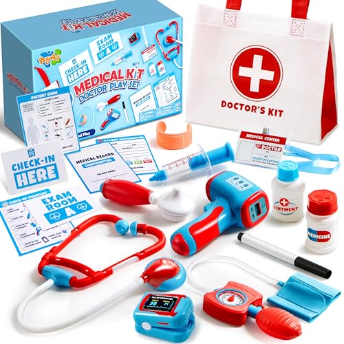 Play-Act Arztkoffer Kinder,Doktorkoffer Kinder mit Stethoskop,Thermometer, Spritze, tragbare Arzttasche und Geschenk für Kinder Rollenspiele Spielzeug ab 2 3 4 5 6 7 Jahren