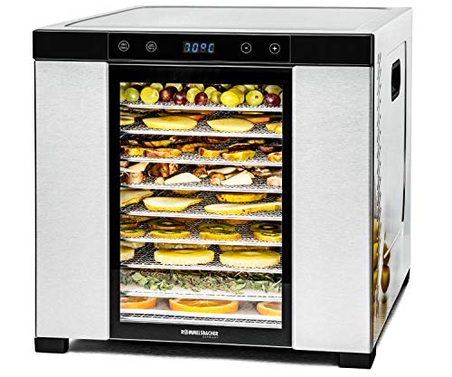 ROMMELSBACHER Dörrautomat Edelstahl 1000W, XXL-Dörrfläche 1,6m², 10 Tabletts, LED, 24h-Zeitschaltuhr, temperaturregelbar (35-75°C)