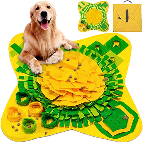 BEYAOBN Schnüffelteppich Hunde Waschbar Faltbar Riechen Trainieren Matte rutschfest Schadstofffrei Schnüffeldecke,für Hunde Schnüffelspielzeug Langlebiges Interaktives Hundespielzeug 70 x 70 cm