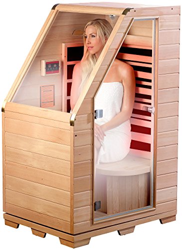 newgen medicals Infrarotkabine: Kompakte Infrarot-Sitzsauna aus Hemlock-Holz; 760 W; 0.62 m² (Infrarotsauna, Wärmekabine, Infra rot Sauna hochwertigem)