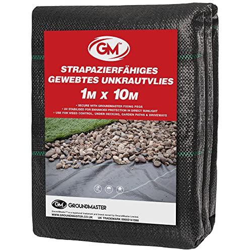 GroundMaster Unkrautvlies Extra Stark (1 m Breit x 10 m Lang) - 100g/m² Unkrautvlies Wasserdurchlässig, Bodengewebe Unkrautflies für Garten, Hochbeet, Einfahrt usw., Anti Unkrautvlies Pflanzfolie