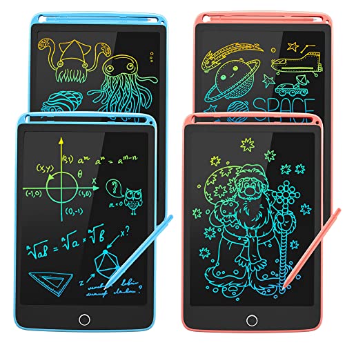 SUNLU LCD Schreibtafel 4 Pack, 8.5 Zoll Tablet für Kinder und Erwachsene, Bunter Bildschirm, Doodle Pad mit Abschließbar Löschen-Taste, Digitale Tafel mit Magnet, Blau*2+Rosa*2