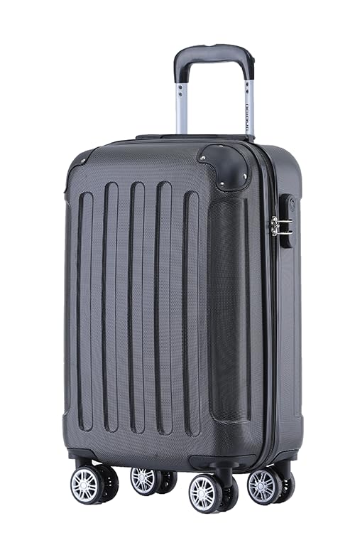 BEIBYE Hartschalen-Koffer Trolley Rollkoffer Reisekoffer Handgepäck 4 Rollen (M-L-XL-Set) (Schwarz, M)