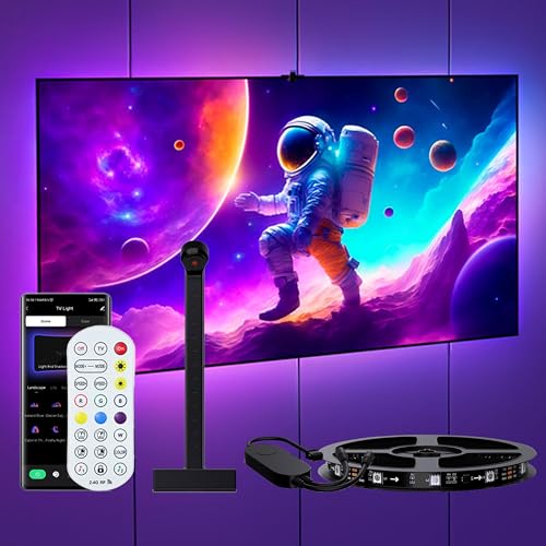 Liwqolx LED TV Hintergrundbeleuchtung, RGBIC TV LED Strip 5M mit Kamera, Intelligente LED Streifen für 75-85 Zoll TV und PC, App-Steuerung, Musiksync