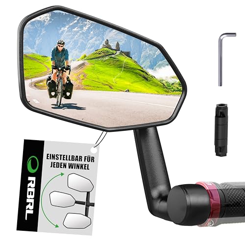 RBRL Fahrradspiegel, Nicht Leicht Zu Blockierender Übergroßer Rückspiegel, Bruchfest & Langlebig, 360° Verstellbar für E-Bike (Links)