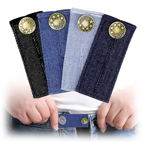 Tapvai 4 Stück Hosenbunderweiterung Schwangerschaft Knopf Taille, 8,5 * 3,5 cm Hosenerweiterung Schwangerschaft, Einstellbar Schwangerschaft Hosenerweiterung für Jeans Röcke Hosen Umstandshose