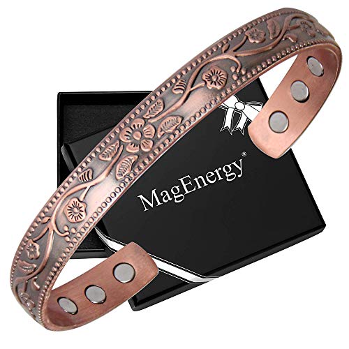 MagEnergy Magnetisches Kupferarmband für Damen, Kupferarmband für Arthritis, Schmerzlinderung, einstellbar und Schmuck-Geschenkbox