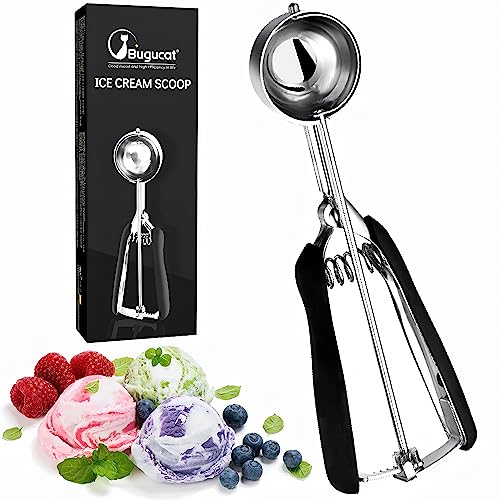 Bugucat Eisportionierer Edelstahl 304, Cookie Scoop 5cm, Ice Cream Scoop Eiscremelöffel mit Auslöser, Eislöffel Keksportionierer Speiseeislöffel für Obst Eiscreme Plätzchen Teig EIS