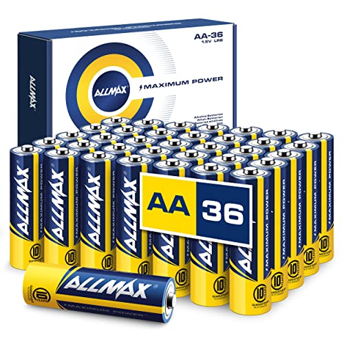 Allmax AA Maximum Power Alkaline Double A Batterien (36 Stück) - Ultra-Langlebigkeit, 10 Jahre Haltbarkeit, auslaufsicher, 1,5 V