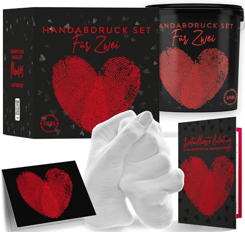 larella Gipsabdruck Set Hände Paar mit Geschenkbox, Handabdruck-Set für Paare - Geschenk für Partner & Pärchen Jahrestag-Geschenk - Alginat Gipsabdruck-Set (Night Black)