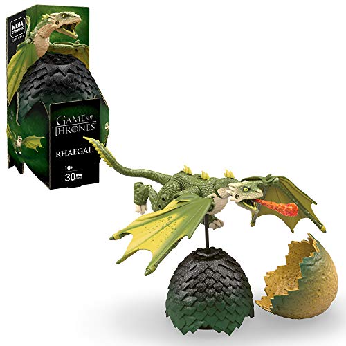 MEGA Construx GMP00 - Probuilder Game of Thrones Drachenei Rhaegal inkl. Drache zum Zusammenbauen, originalgetreues Bauerlebnis, Bauset für Kinder und Sammler ab 16 Jahren