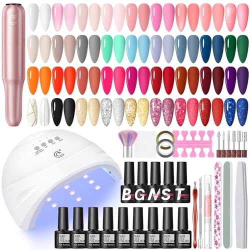 UV Nagellack Set mit UV Lampe, COSCELIA 35 Farben Nagellack mit Elektrische Nagelfräser, Base und Top Coat Nagelset Gelnägel Starterset Nägel Selber Machen Set
