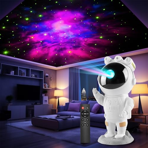 LED Astronaut Sternenhimmel Projektor, Spaceman Galaxy Star Projektor Nachtlicht, Planetarium Projektor mit Timer, Fernbedienung, Schlafzimmer Deckenprojektion Lampe,Geschenk für Kinder und Erwachsene