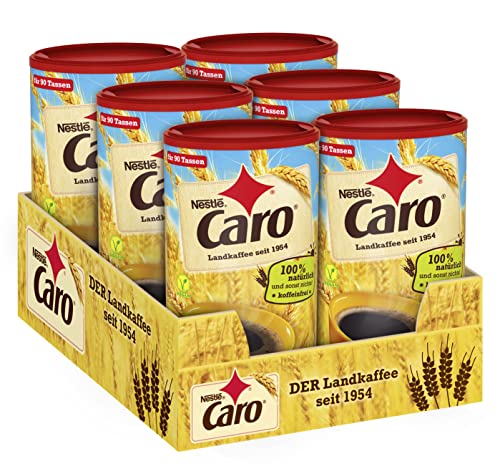 Nestlé CARO Landkaffee, lösliches Pulver aus Gerste, Gerstenmalz, Zichorie und Roggen, koffeinfrei, 6er Pack (6x200g)