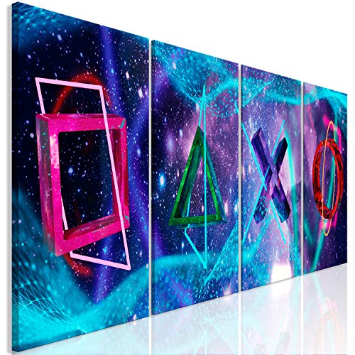 murando - Wandbilder mehrteilige für Gamers Spielkonsole Vlies Leinwandbild 4 Teilig 80x30 cm Kunstdruck Wandbilder XXL Gamingzimmer Wanddekoration Gaming Deko Design Jugendzimmer Wand Bild
