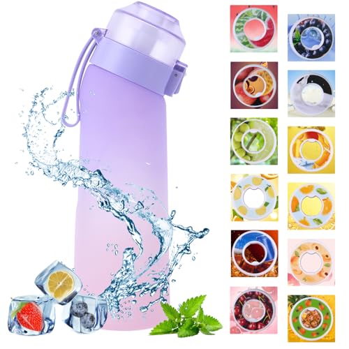 LYEAA Air Flasche Sports Wasserflasche, Kompatibel Mit Flaschen Starter Set, 650 ml trinkflasche mit 8 Stuck 0 Zucker Sport Wasserflasche Geschmackskapseln