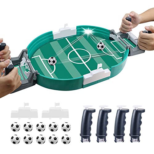 Jooheli Interaktives Tischfußballspiel, Mini Tischkicker Tisch Fußball Kit mit 10 Fußbälle, Tischspiele Fußball für 2-Spieler-Party-Desktop Spielzeu, Tischfußball für 3+ Kinder und Erwachsene