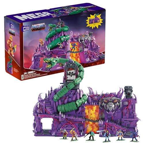 Mega Masters of the Universe - Snake Mountain Bauset mit 3.800 Teilen und 6 beweglichen Mikro Aktionfiguren, Motu, Spielzeug ab 14 Jahre, HHD16