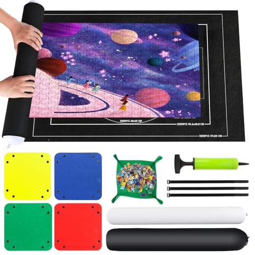 VFANDV Puzzle Matte, Puzzlematte 1000 1500 2000 3000 Teile Puzzle Teppich Puzzle Rollmatte - Tragbare Puzzlematte Puzzle Roll Storage Mat, 100 * 140CM