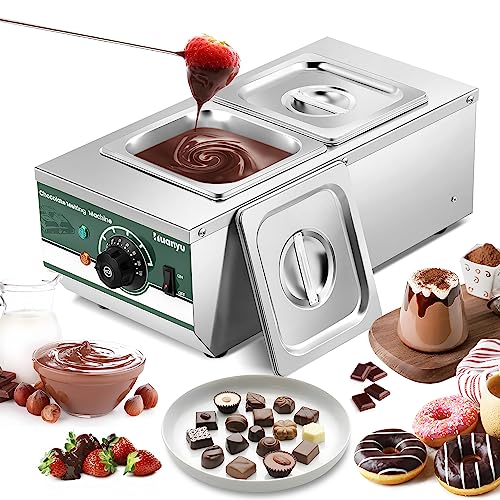 Huanyu Schokolade Temperiermaschine mit 2 Töpfen 30℃-110℃ Schokolade schmelzen Maschine 800W kommerzielle Schokolade Schmelzer Wasser Heizung Schokolade schmelzen Topf